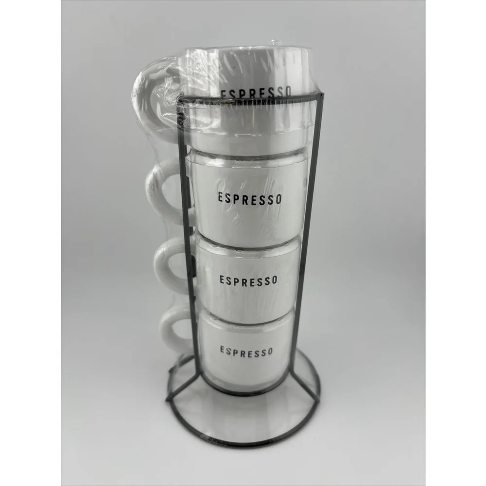 Target Bullseye Playground 5 Piece Espresso Mini Stackable Mugs Cups (NEW)